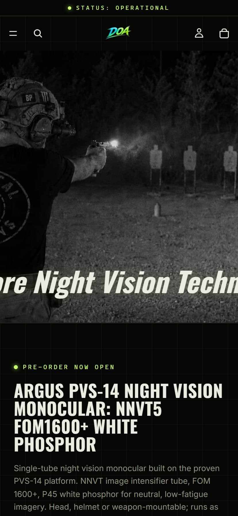 Dark Operations Australia — responsive mobile layout
