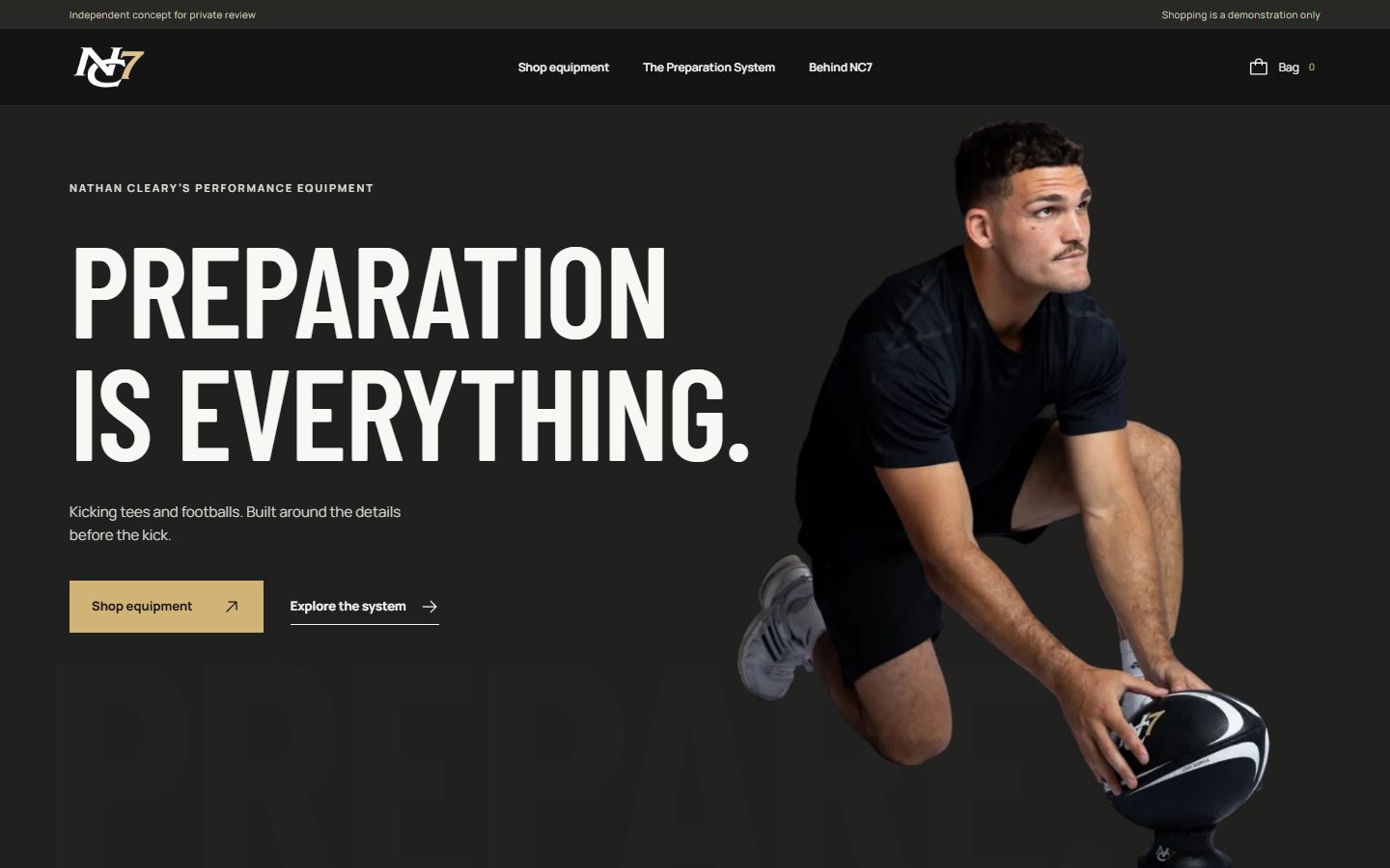 NC7 concept homepage, first screen.