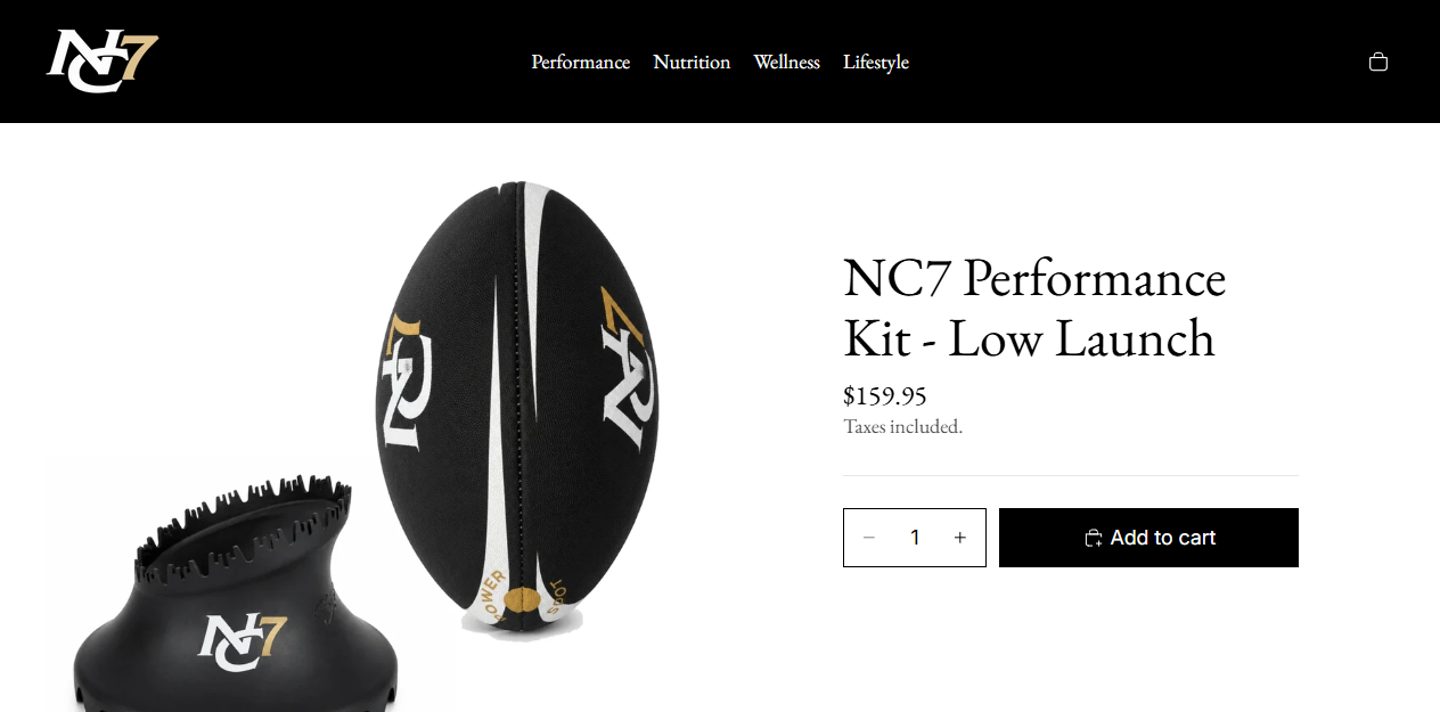 Live NC7 product page, first screen.